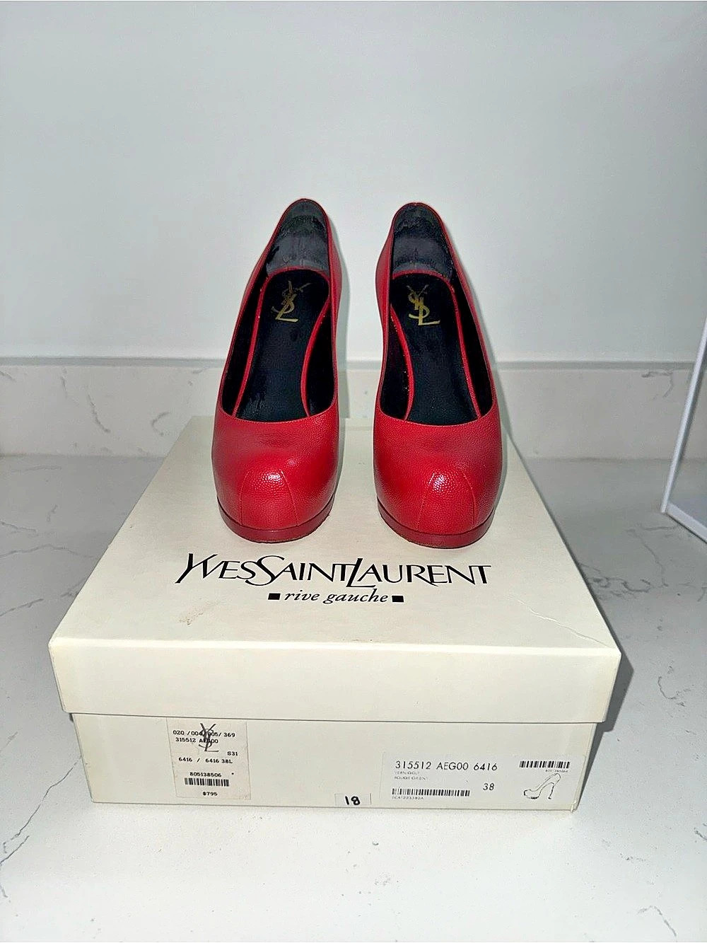 Yves Saint Laurent Tribtoo 105 Platform Pumps Red EU 38